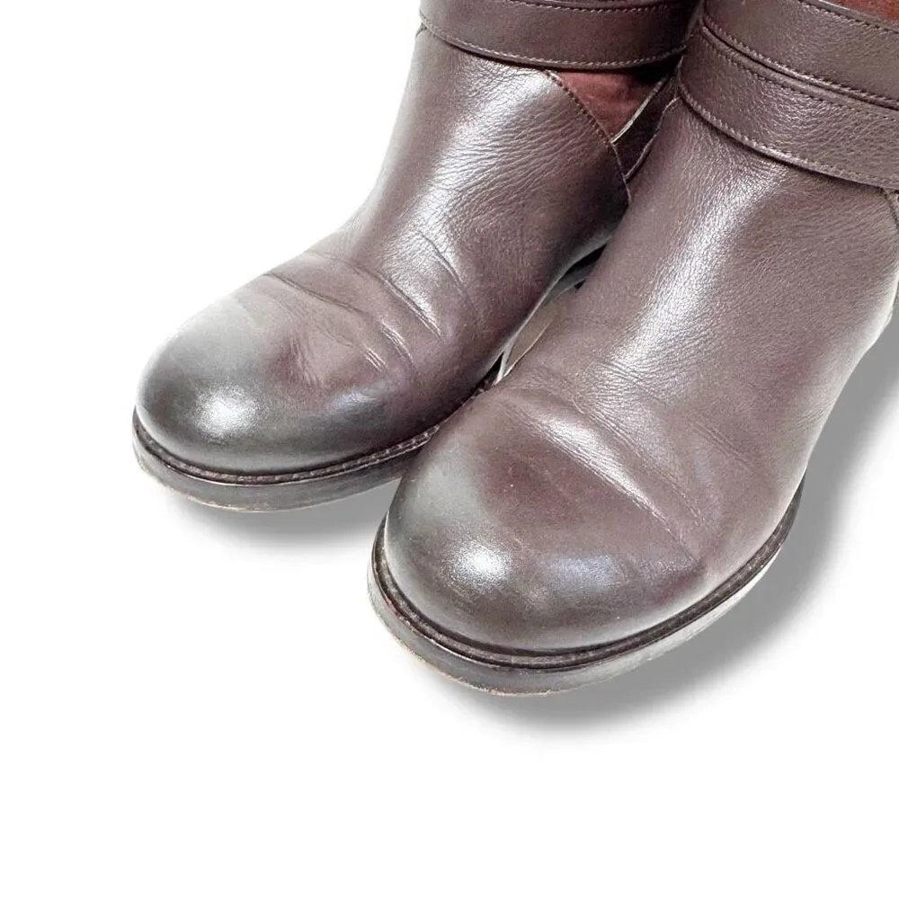 Jimmy Choo DARLA Riding Boots Tall Knee Buckles Flat Brown Leather Suede Size 38